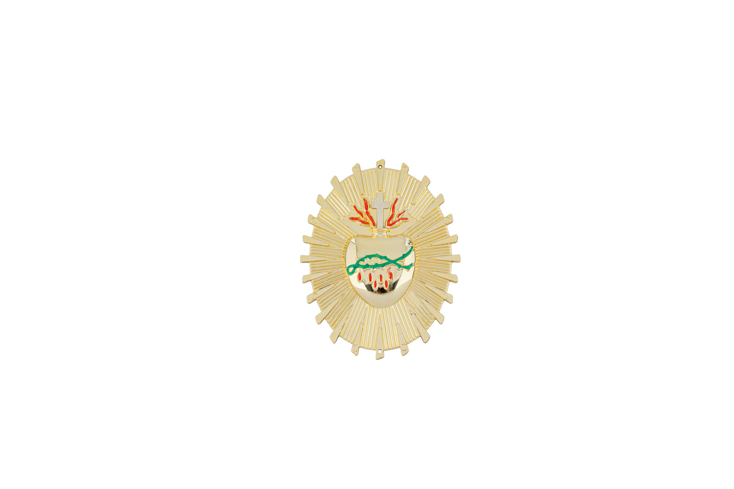 Painted Sacred Heart Plastic Ornament Gold