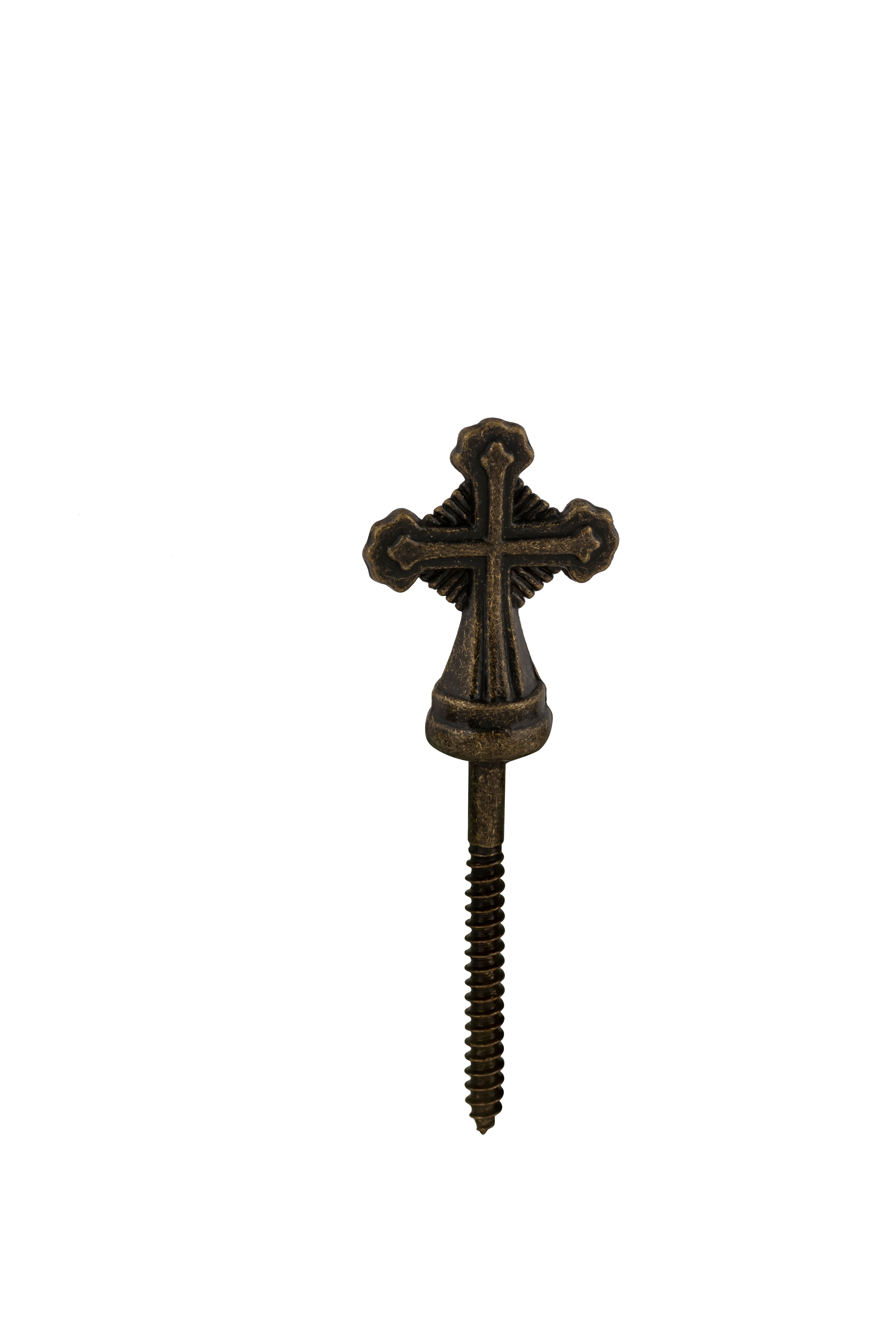 Cast Catholic Lid Screw Antique Brass