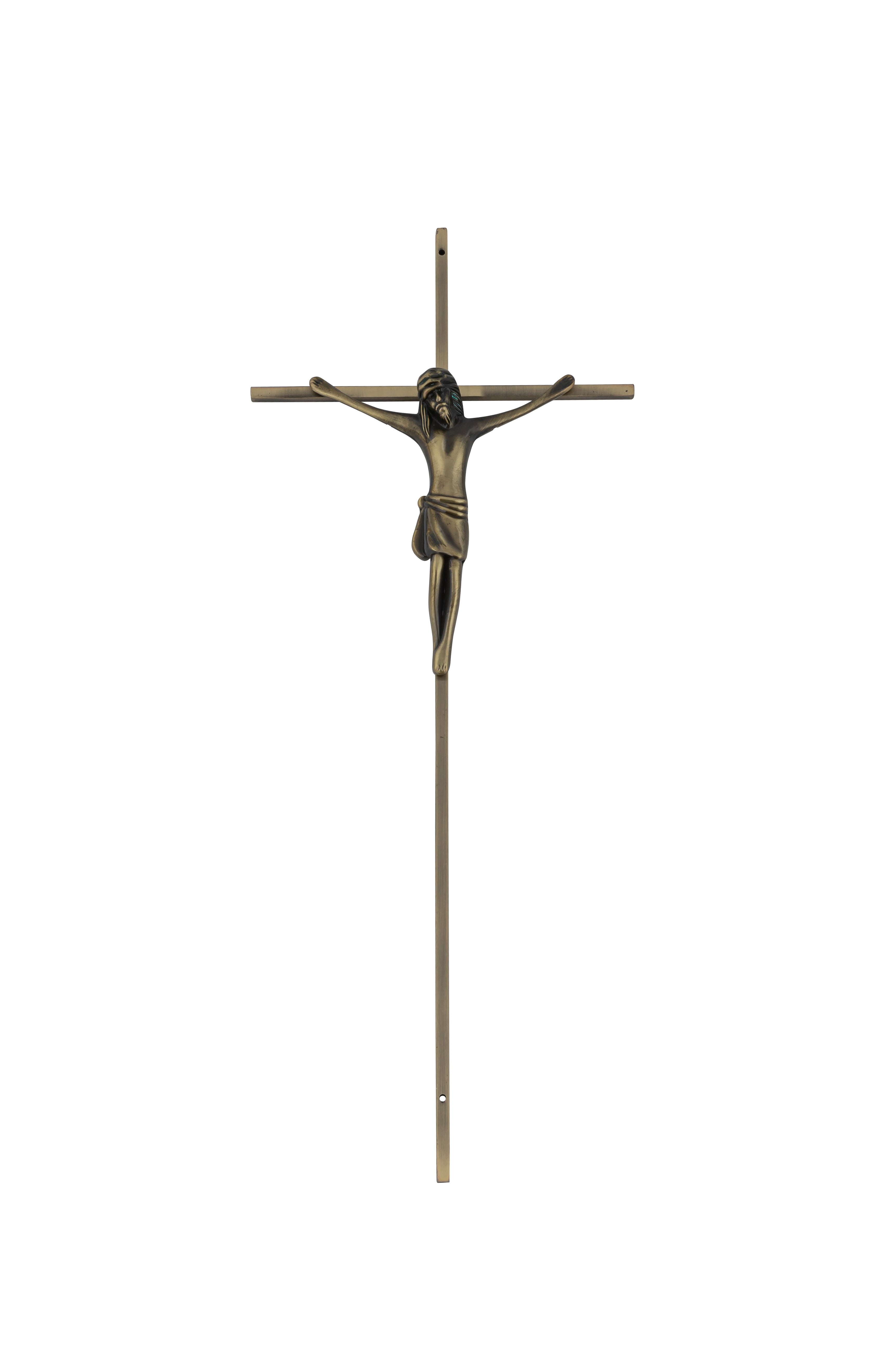 16 inch Metal Crucifix Antique Brass