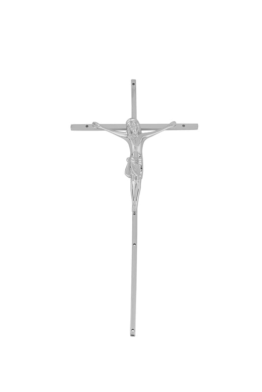 16 inch Metal Crucifix Nickel