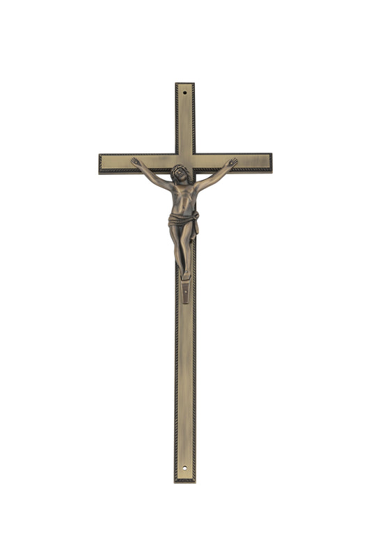 20 inch Metal Crucifix Antique Brass