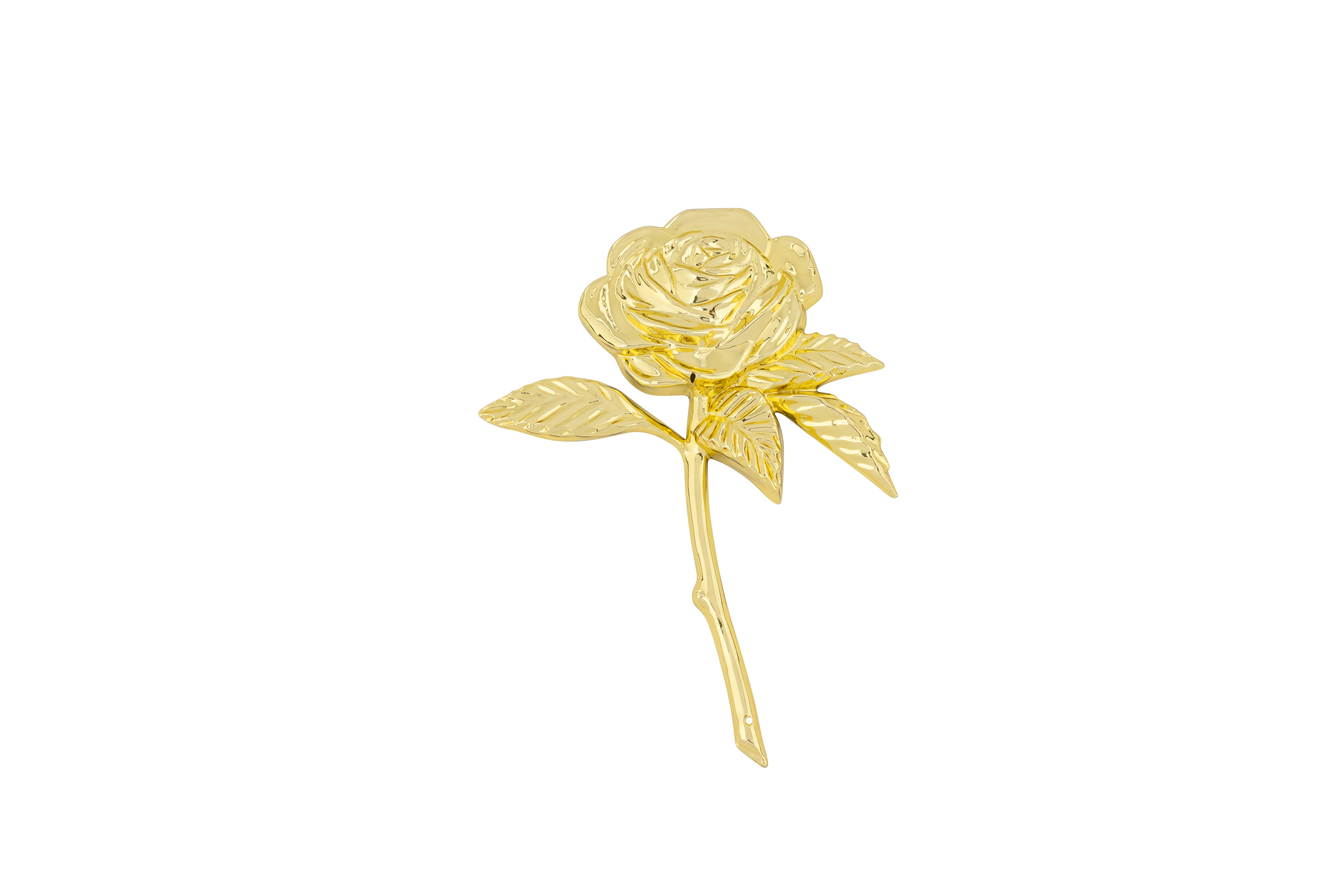 Plastic Long Stem Rose Ornament Gold
