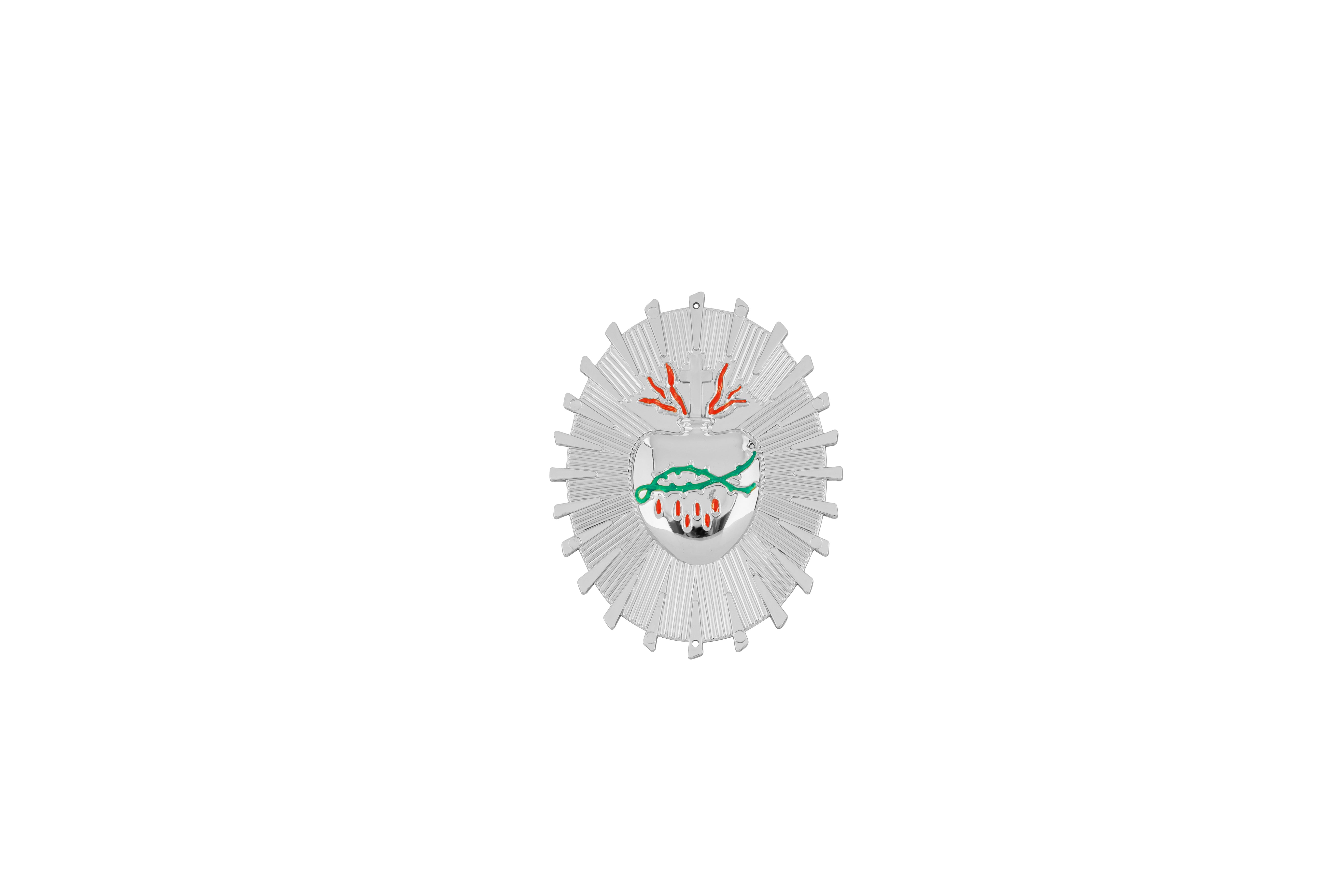 Painted Sacred Heart Plastic Ornament Nickel